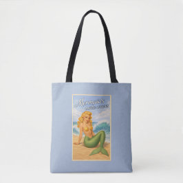 Zeemeerminnen maken golven retro pin-up kunst kust tote bag