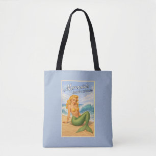 Zeemeerminnen maken golven retro pin-up kunst kust tote bag