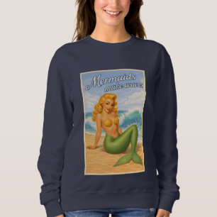 Zeemeerminnen maken golven retro pin-up   Kust str Trui
