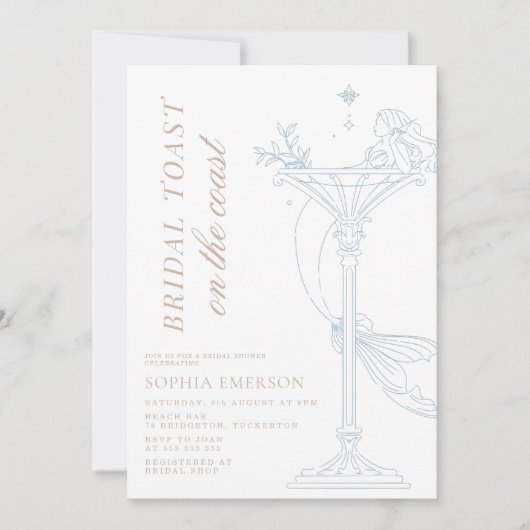 Zeemeerminnen & Martini Coastal Vrijgezellenfeest Kaart (Voorkant)