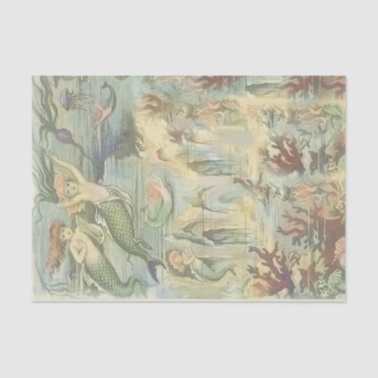  zeemeerminnen met koraal en kwal tissuepapier (Voorkant)