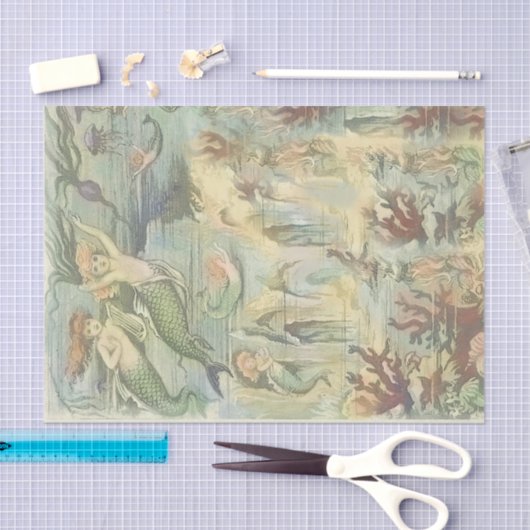 zeemeerminnen met koraal en kwal tissuepapier (Craft)