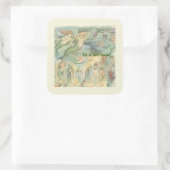 zeemeerminnen met koraal en kwal vierkante sticker (Tas)