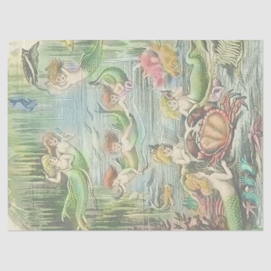 zeemeerminnen met krab en vis tissuepapier (Voorkant)