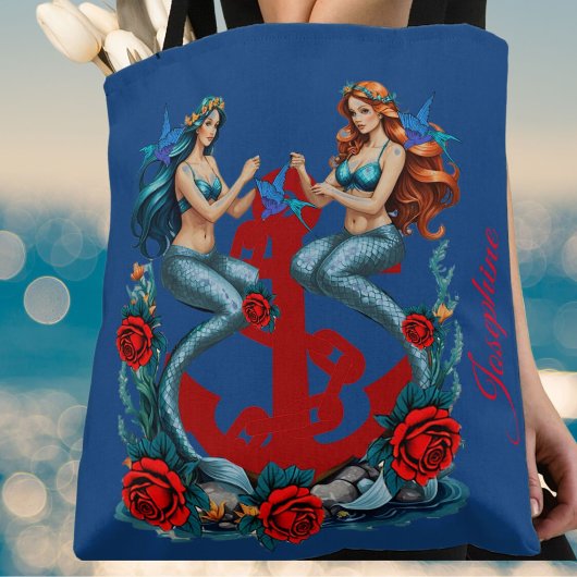 Zeemeerminnen Nautisch Blauw Tote Bag