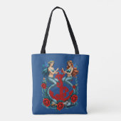 Zeemeerminnen Nautisch Blauw Tote Bag (Achterkant)