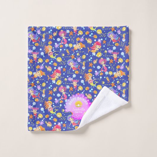 Zeemeerminnen Navy Blue Bad Handdoek (Wasdoekje)