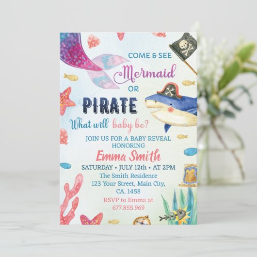 Zeemeerminnen of piraten Geslacht Onthulling Uitno Kaart (Staand voorkant)