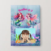 Zeemeerminnen onder het Zee Foto Kids Verjaardagsf Button (Voorkant)