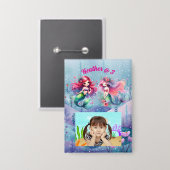 Zeemeerminnen onder het Zee Foto Kids Verjaardagsf Button (Voorkant / Achterkant)