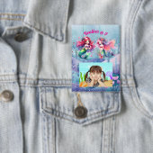 Zeemeerminnen onder het Zee Foto Kids Verjaardagsf Button (Insitu)