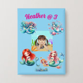 Zeemeerminnen onder het Zee Foto Kids Verjaardagsf Button (Voorkant)