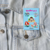 Zeemeerminnen onder het Zee Foto Kids Verjaardagsf Button (Insitu)