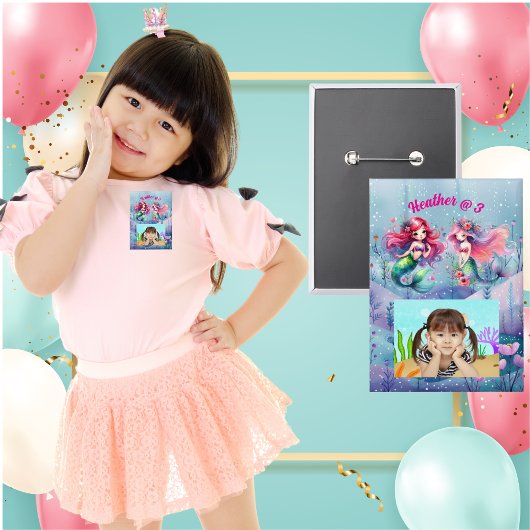 Zeemeerminnen onder het Zee Foto Kids Verjaardagsf Button