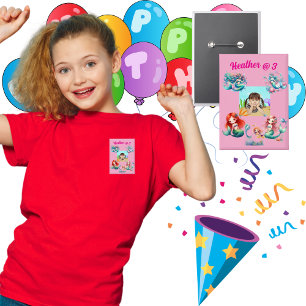 Zeemeerminnen onder het Zee Foto Kids Verjaardagsf Button