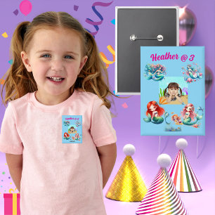 Zeemeerminnen onder het Zee Foto Kids Verjaardagsf Button