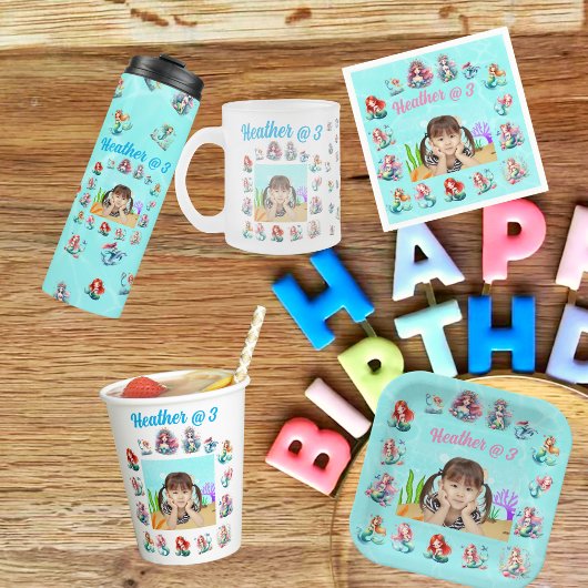 Zeemeerminnen onder het Zee Foto Kids Verjaardagsf Papieren Bekers