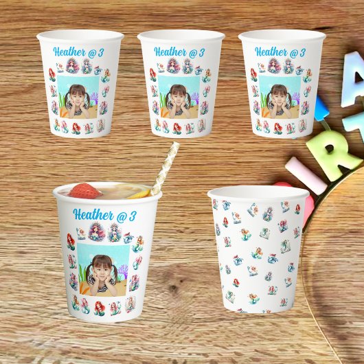Zeemeerminnen onder het Zee Foto Kids Verjaardagsf Papieren Bekers