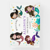  zeemeerminnen onder het Zee Girls Birthday Party Spandoek (Verticaal)