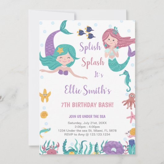  zeemeerminnen onder het Zee Kaart (Voorkant)