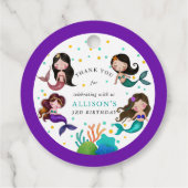 zeemeerminnen onder het Zee meisjes verjaardag Bedankjes Labels (Achterkant)