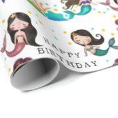 zeemeerminnen onder het Zee meisjes verjaardag Cadeaupapier (Rol Hoek)