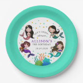  zeemeerminnen onder het Zee meisjes verjaardag Papieren Bordje (Voorkant)