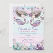 Zeemeerminnen onder het Zee Twins Sisters Verjaard Kaart (Voorkant)