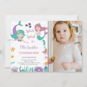 Zeemeerminnen onder het Zee Verjaardag Uitnodiging (Voorkant)