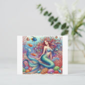 Zeemeerminnen op een koraalrif briefkaart (Staand voorkant)