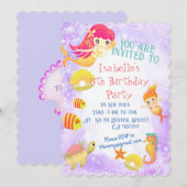 Zeemeerminnen Paarse Uitnodiging Kaart (Voorkant / Achterkant)