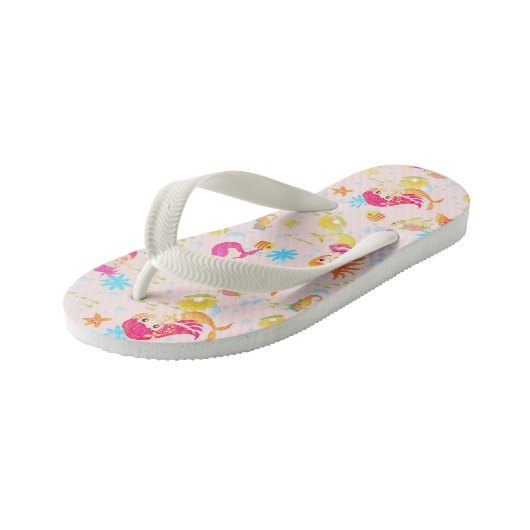 Zeemeerminnen Peach Pink Kinder Teenslippers (Schuin)