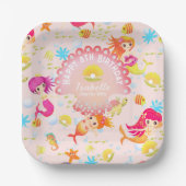 Zeemeerminnen Peach Pink Papieren Bordje (Voorkant)