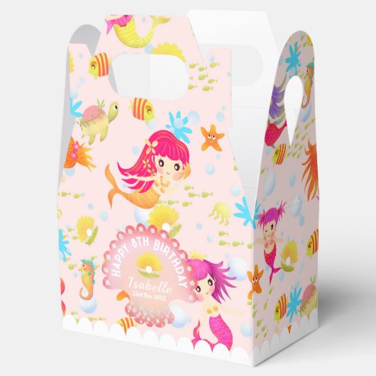 Zeemeerminnen Peach Pink Tent Bedankdoosjes (Geopend)