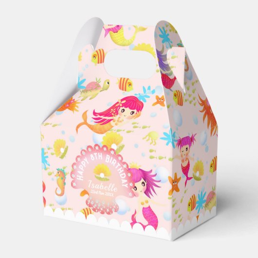 Zeemeerminnen Peach Pink Tent Bedankdoosjes (Voorkant Zijde)