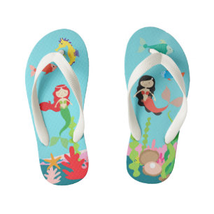 Zeemeerminnen Rood & Zwart Haired Undersea Life Kinder Teenslippers