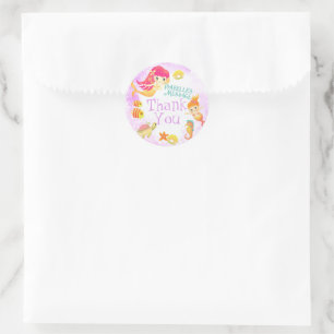 Zeemeerminnen Roze  Ronde Sticker
