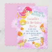 Zeemeerminnen Roze Uitnodiging Kaart (Voorkant / Achterkant)