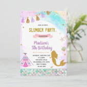 Zeemeerminnen sleepover verjaardagsuitnodiging kaart (Staand voorkant)