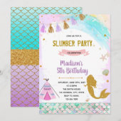 Zeemeerminnen sleepover verjaardagsuitnodiging kaart (Voorkant / Achterkant)