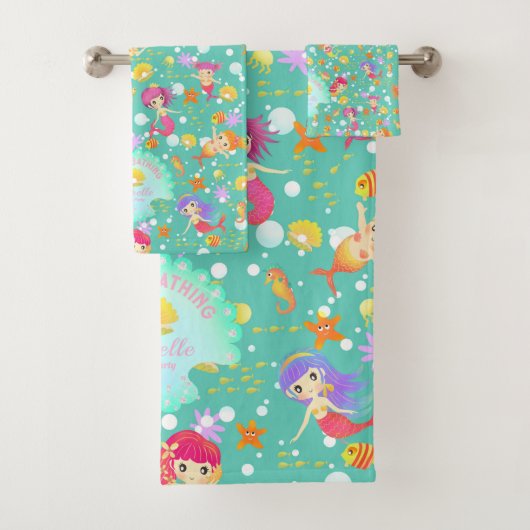 Zeemeerminnen Turquoise Bad Handdoek (Insitu)