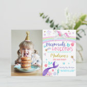 Zeemeerminnen Unicorns verjaardagsfeestje uitnodig Kaart (Staand voorkant)