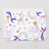 Zeemeerminnen Unicorns verjaardagsfeestje uitnodig Kaart (Achterkant)