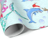 Zeemeerminnen vieren kerstfeest met vrienden cadeaupapier (Rol Hoek)