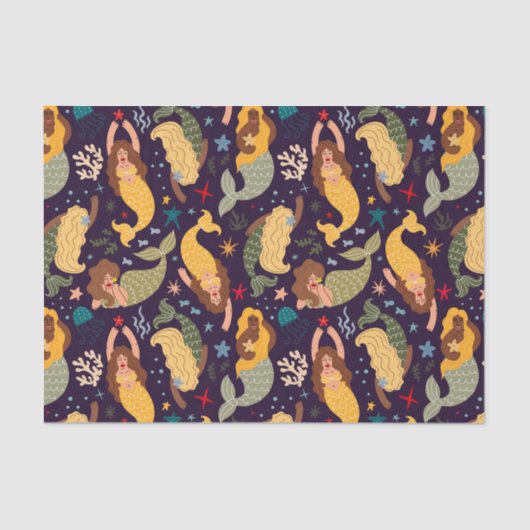 Zeemeerminnen, vis en koraal Fantasy Fairy Tale Tissuepapier (Voorkant)