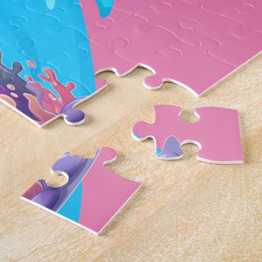 Zeemeerminnen, Vissen spatten in het water geperso Legpuzzel (Zijkant)