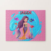 Zeemeerminnen, Vissen spatten in het water geperso Legpuzzel (Horizontaal)