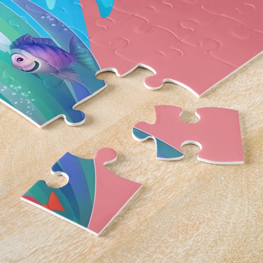 Zeemeerminnen, Vissen spatten in het water geperso Legpuzzel (Zijkant)