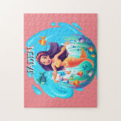 Zeemeerminnen, Vissen spatten in het water geperso Legpuzzel (Verticaal)