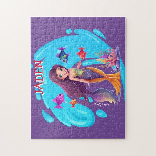 Zeemeerminnen, Vissen spatten in het water geperso Legpuzzel (Verticaal)